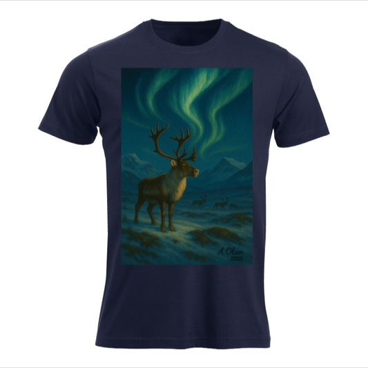 T-skjorte – Reinsdyr i nordlys